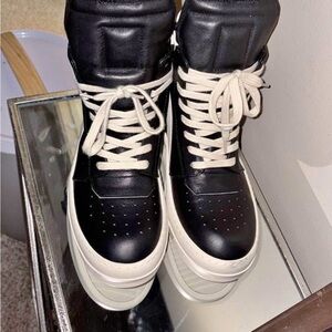 Rick Owens Black and White Platform Sneakers